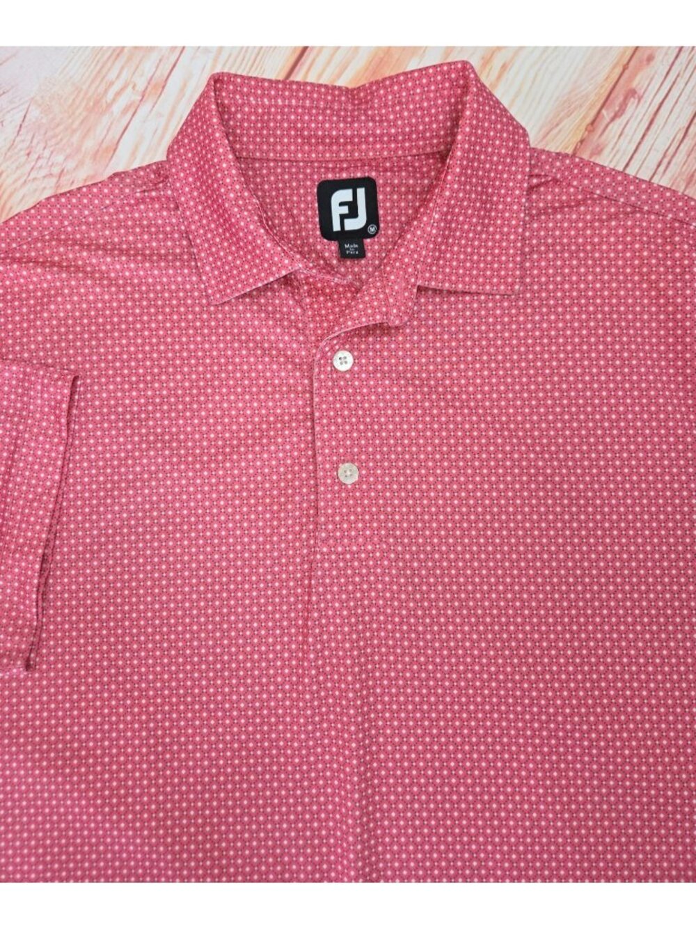 FootJoy Mens Pink Diamond Print Polo Shirt Medium